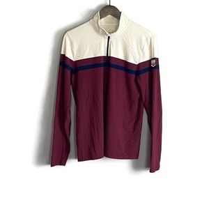 MARINE LAYER x LOST & FOUND Mens Red Quarter Zip Long Sleeve Shirt Size S